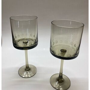 Studio Nova Wine Glasses Post Modern Columbus Circle Smoky Grey MCM Set of Two